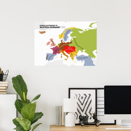 Europa Volgens Oostenrijk-Hongarije Poster (Thuiskantoor)