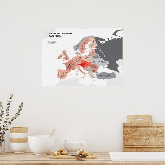 Europa Volgens Oostenrijk Poster (Keuken)