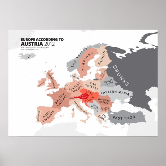 Europa Volgens Oostenrijk Poster (Voorkant)