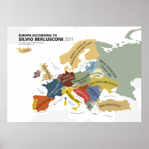 Europa Volgens Silvio Berlusconi Poster