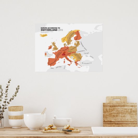 Europa Volgens Zwitserland Poster (Keuken)
