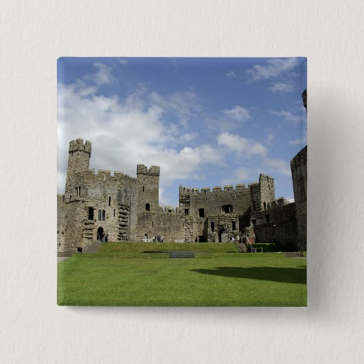 Europa, Wales, Caernarfon. Caernarfon Castle Vierkante Button 5,1 Cm (Voorkant)