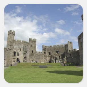 Europa, Wales, Caernarfon. Caernarfon Castle, Vierkante Sticker