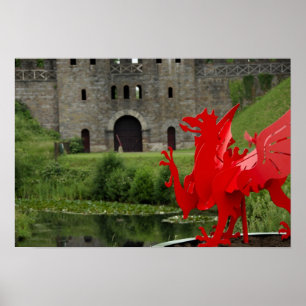 Europa, Wales, Cardiff. Kasteel Cardiff. Welsh Poster
