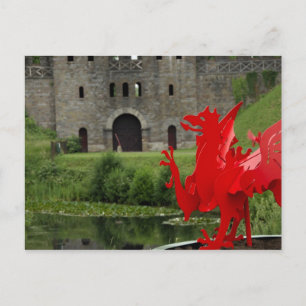 Europa, Wales, Cardiff. Kasteel van Cardiff. Welsh Briefkaart