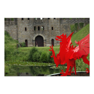 Europa, Wales, Cardiff. Kasteel van Cardiff. Welsh Foto Afdruk