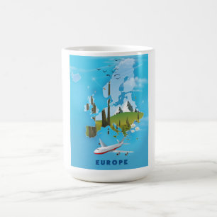 Europakaart landschap reisposter magische mok