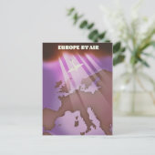 Europe By Air -model reisposter. Briefkaart (Staand voorkant)