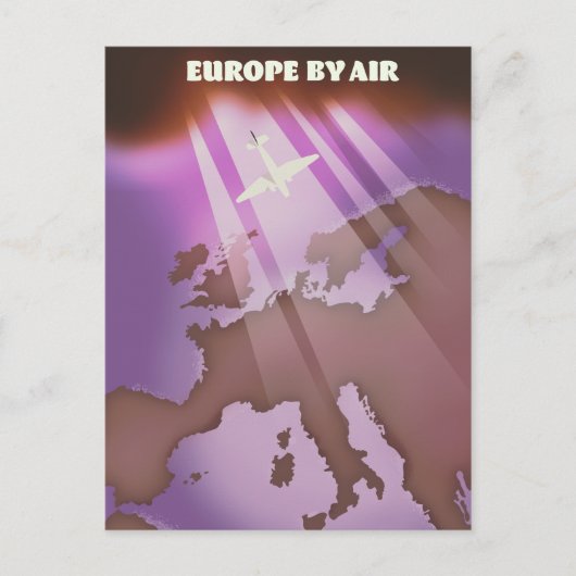 Europe By Air -model reisposter. Briefkaart (Voorkant)