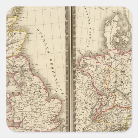 Europe Central England Duitsland Vierkante Sticker (Voorkant)