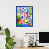  Europe City-scène Poster (Thuiskantoor)