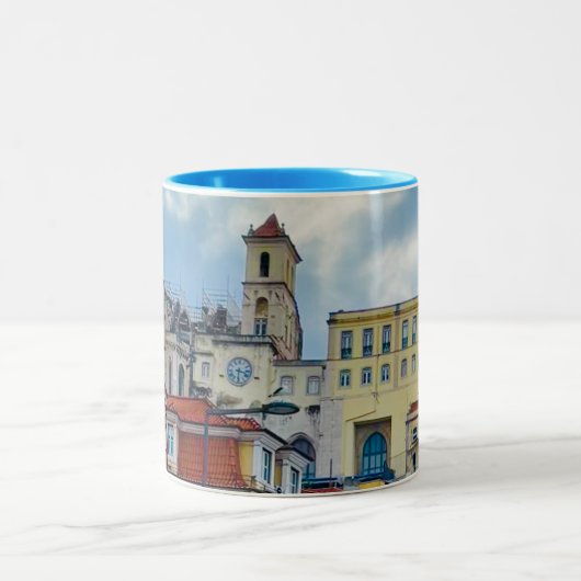 Europe Coffee Mok, foto Lissabon, Portugal Tweekleurige Koffiemok (Center)