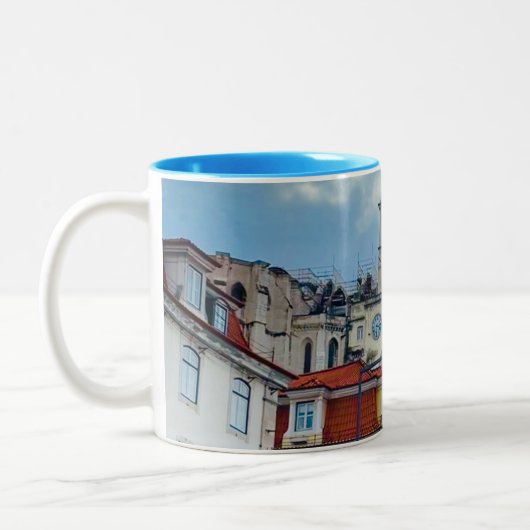 Europe Coffee Mok, foto Lissabon, Portugal Tweekleurige Koffiemok (Links)