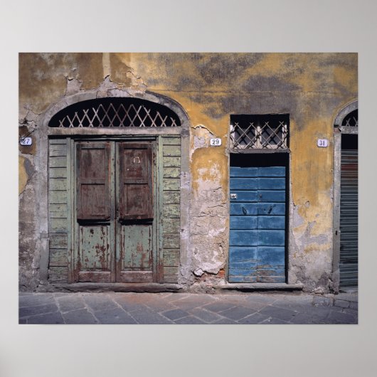 Europe, Italy, Lucca. These old doors add Poster (Voorkant)