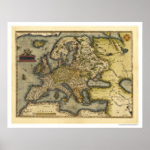 Europe Map by Ortelius 1570 Poster (Voorkant)