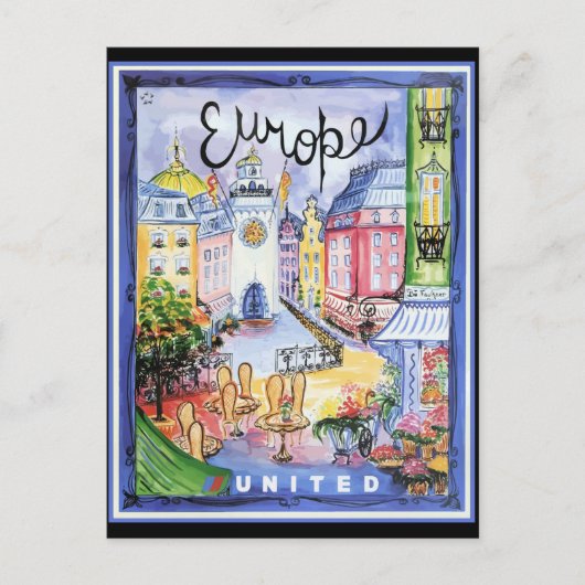  Europe Travel Poster Briefkaart (Voorkant)