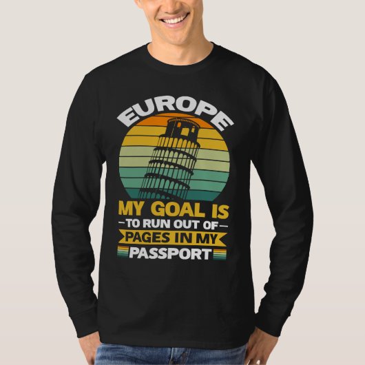 Europe Travel Souvenir Pages in Passport T-shirt (Voorkant)