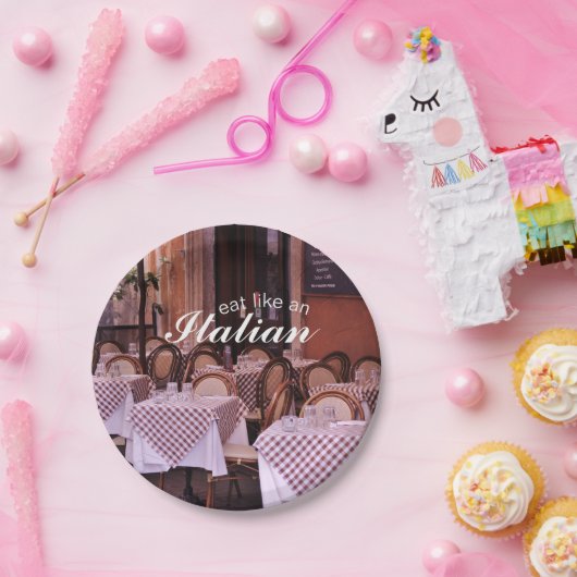 Europeaan eet als een Italiaans café Foto Papieren Bordje (Feest)