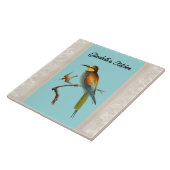 European Bee Eater Bird met Name on Aqua Tegeltje (Zijkant)