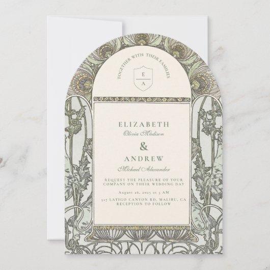 European Botanical Arch Wedding Kaart (Voorkant)