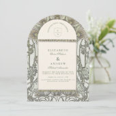 European Botanical Arch Wedding Kaart (Staand voorkant)