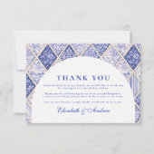 European Delft Tile Wedding Bedankkaart (Voorkant)