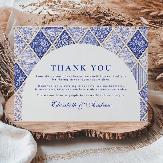 European Delft Tile Wedding Bedankkaart