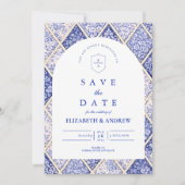 European Delft Tile Wedding Save The Date (Voorkant)