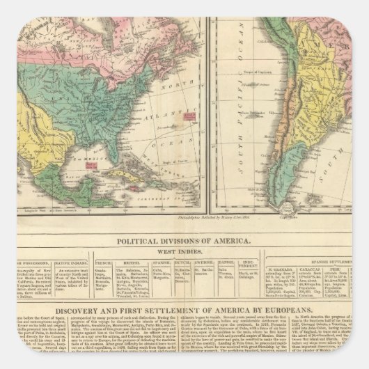 European Discovery of America Atlas Map Vierkante Sticker (Voorkant)