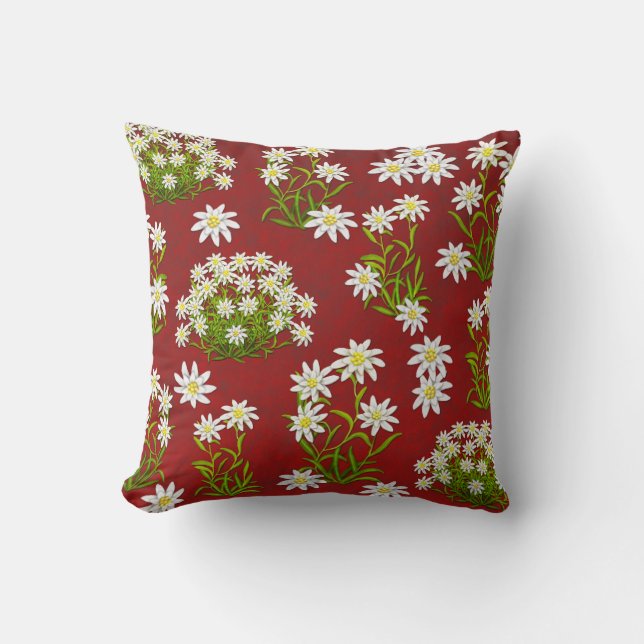 European Edelweiss Alpine Flowers Pillow Kussen (Voorkant)