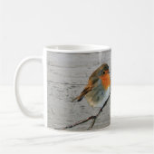 European English Robin bird red borsten driftwood Koffiemok (Links)