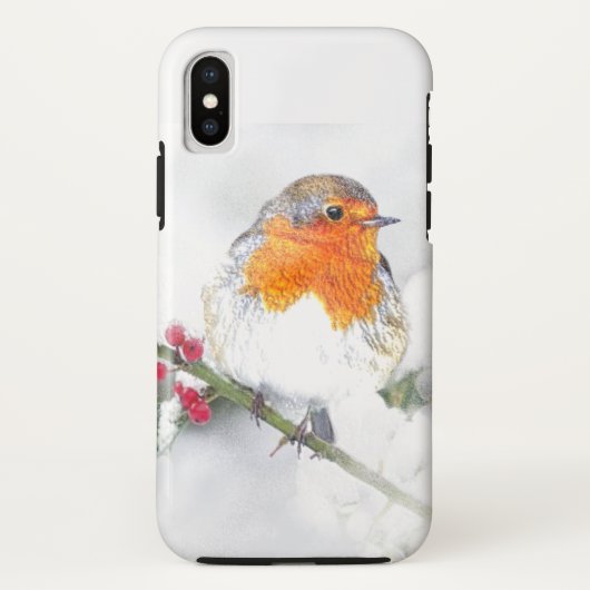European English Robin Bird Winter Holly Berries Case-Mate iPhone Case (Achterkant)