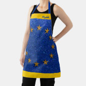 European Flag Food Chef Kitchen BBQ Baker Glitter Schort (Insitu)