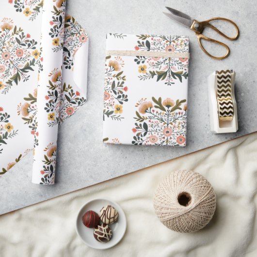 European Floral Folk Art Emblem Artist Cadeaupapier (Crafts)