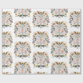 European Floral Folk Art Emblem Artist Cadeaupapier (Vlak)