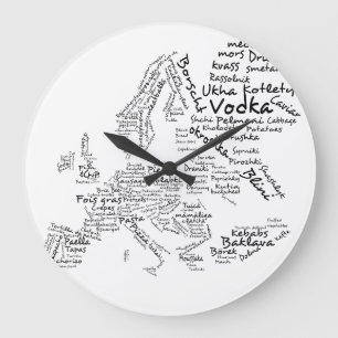 European Food Map Kitchen Clock Grote Klok