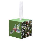European Holly Cube Ornament (Voorkant hoekig)
