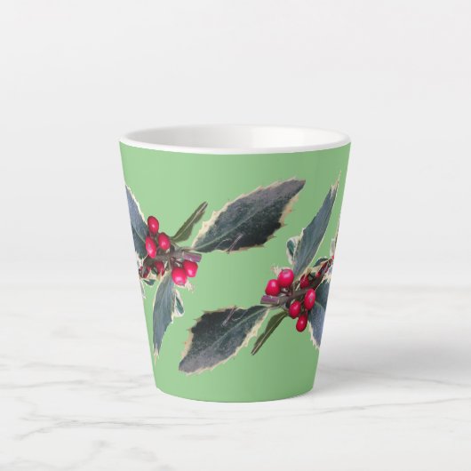 European Holly Cust. Green Latte Mok (Voorkant)