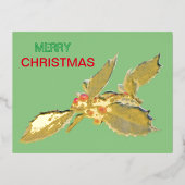 European Holly KerstGold Foil Briefkaart (Voorkant)