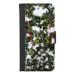 European Holly met Snow Wallet Case iPhone 8/7 Portemonnee Hoesje