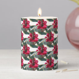 European Holly Pattern kerst Pillar Candle