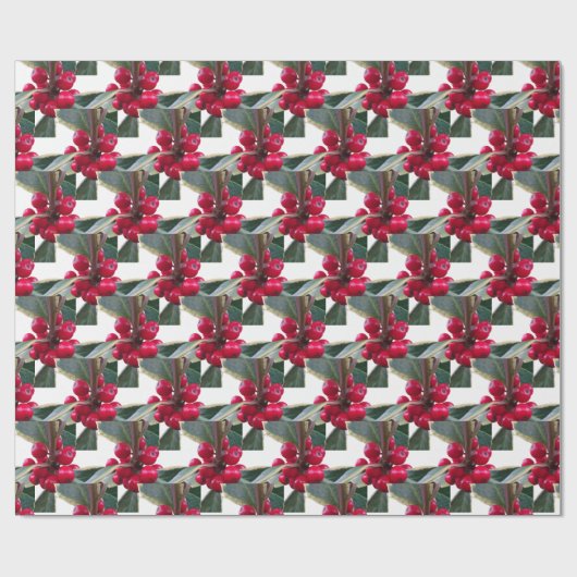 European Holly Pattern kerstakelpapier Cadeaupapier (Vlak)