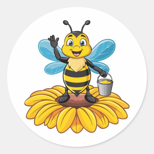 European honey bee ronde sticker (Voorkant)