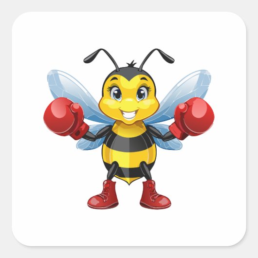 European honey bee vierkante sticker (Voorkant)