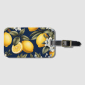 European Luggage Tag - Italian Lemons on Navy Bagagelabel (Voorkant (horizontaal))