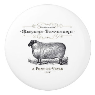 European "Old World" Ceramic Knob and Pull - Sheep Keramische Knop