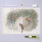 European Robin Bird Nest Vines Old Music Decoupage Tissuepapier (Craft)