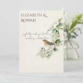 European Robin & Hawthorn – Editable Botanical Wed Kaart (Staand voorkant)