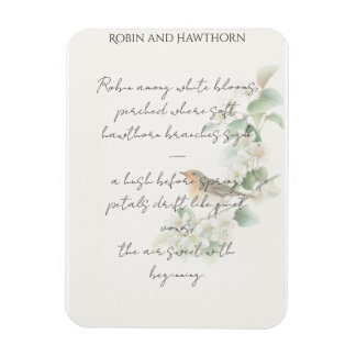 European Robin & Hawthorn – Editable Botanical Wed Magneet