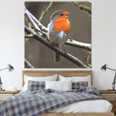 European Robin Red en Grey Painting Canvas Afdruk (Insitu (Slaapkamer))